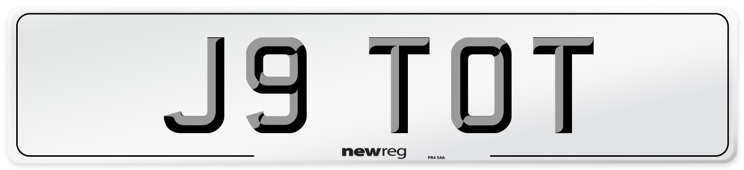 J9 TOT Number Plate from New Reg
